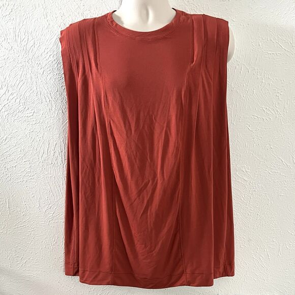 Lululemon Women Modal Pleated Shoulder Tank Top Red Rock Rust Orange Relaxed 14 - Picture 1 of 11
